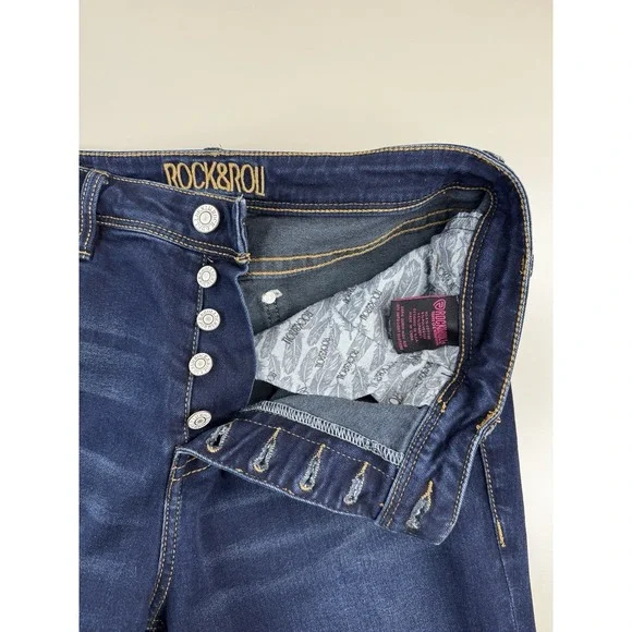 Rock & Roll Denim Womens High Rise Skinny Jean 31 Dark Wash Stretch Rodeo Punchy - Picture 6 of 13
